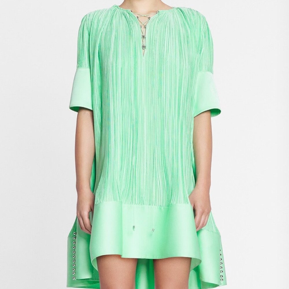 NWT Lanvin Cascade Effect Light Green Short Dress Sz 32